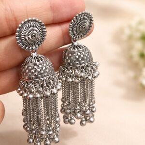 Elegant Silver Jhumka Earrings